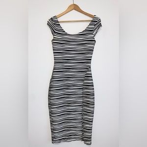 Body Contouring Striped Midi Dress